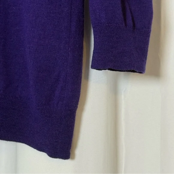 J.Crew 100% Merino Wool Lightweight 3/4 Sleeve Sweater Women’s Large Purple - Picture 6 of 9